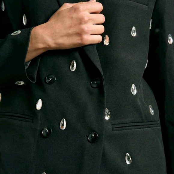 Diamante Embellished Oversized Blazer - Picture 2 of 4